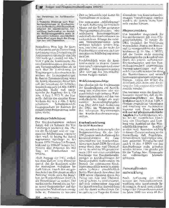 Vorschauseite 5: Budgetund Pflegesatzverhandlungen 1990/91