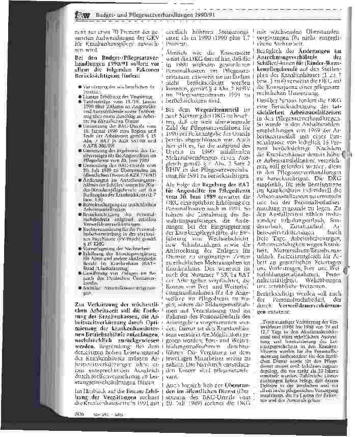 Vorschauseite 6: Budgetund Pflegesatzverhandlungen 1990/91