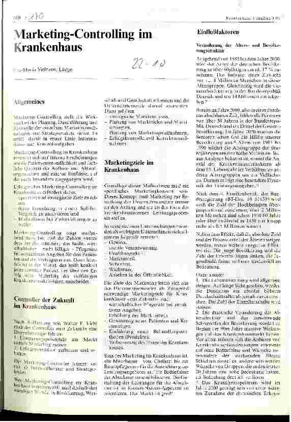 Vorschauseite 1: Marketing-Controlling im Krankenhaus