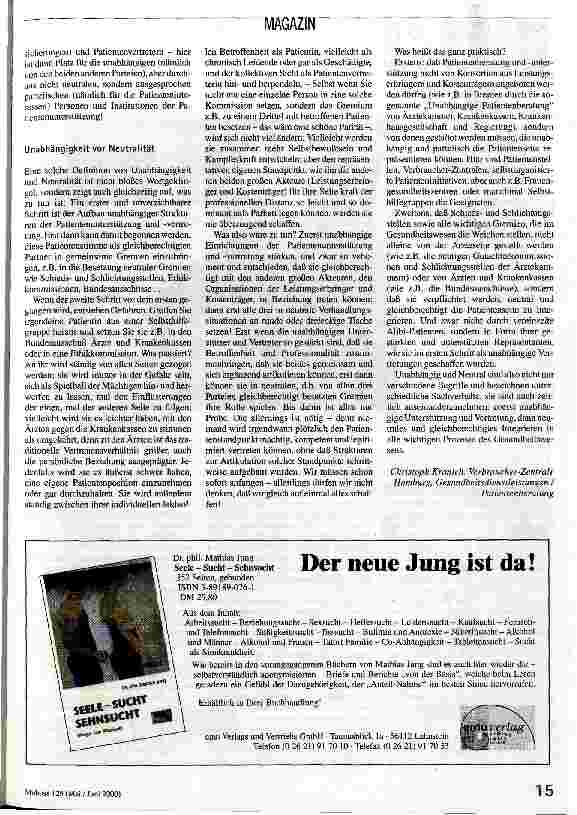 Vorschauseite 2: Unabhängig und neutral - ein Unterschied? Was Worte sagen, wenn man sie sorgfältig gebraucht - oder: wer soll Patienten schützen?