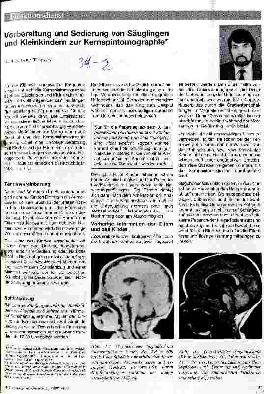 Vorschauseite 1: Vorbereitung und Sedierung von Säuglingen und Kleinkindern zur Kernspintomographie