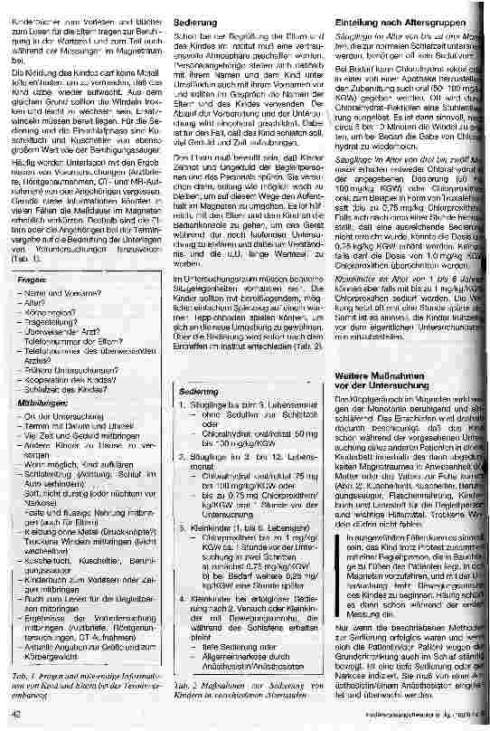 Vorschauseite 2: Vorbereitung und Sedierung von Säuglingen und Kleinkindern zur Kernspintomographie