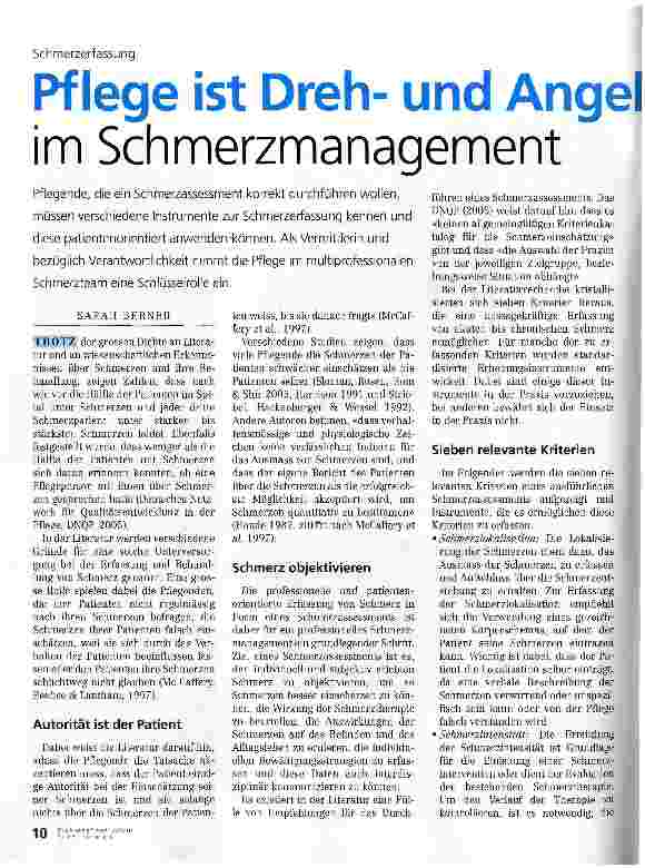 Vorschauseite 1: Pflege ist Drehund Angelpunkt im Schmerzmanagement