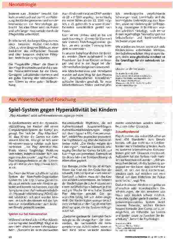 Vorschauseite 1: Spiel-System gegen Hyperaktivität bei Kindern