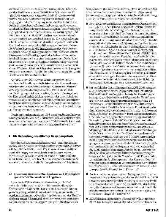 Vorschauseite 4: Wechselbarrieren und die Bedeutung spezifischer Kassenangebote Empirische Befunde zum Konsumentenverhalten in der gesetzlichen Krankenversicherung