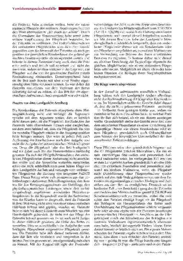 Vorschauseite 2: Bett zu hoch gestellt? - Zu den Pflichten eines Pflegedienstes in der Häuslichkeit