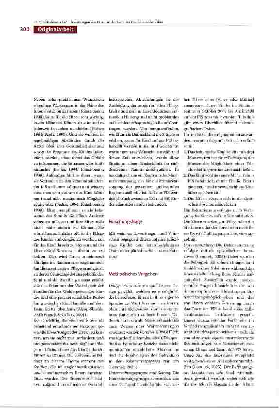 Vorschauseite 2: Eltern eines kritisch kranken Kindes - Welche Erwartungen und Wünsche haben sie andas Team der pädiatrischen Intensivstation?