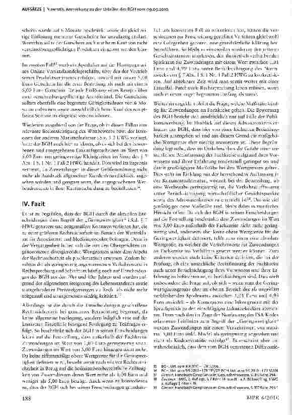 Vorschauseite 3: Werbung mit Bonuspunkten und Einkaufsgutscheinen -aktuelle Wertgrenzen der „Geringwertigkeit i.S.v. §7Äbs.iNr.iHWG