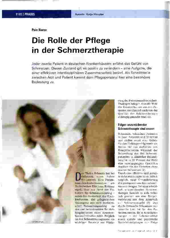 Vorschauseite 1: Pain NurseDie Rolle der Pflege in der Schmerztherapie