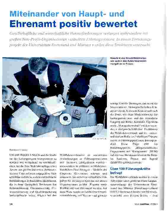 Vorschauseite 1: Miteinander von Hauptund Ehrenamt positiv bewertet