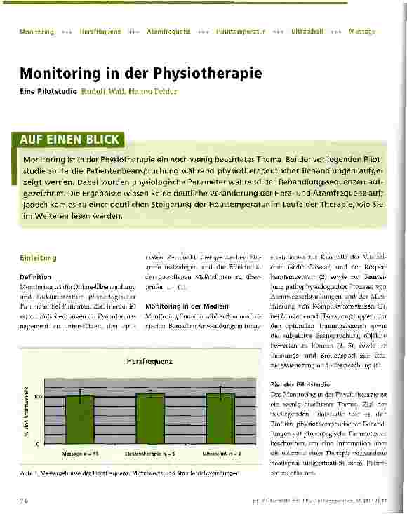 Vorschauseite 1: Monitoring in der Physiotherapie