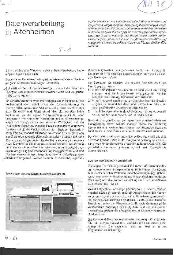 Vorschauseite 1: Datenverarbeitung in Altenheimen