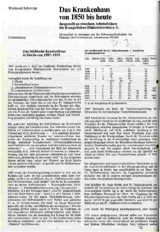 Vorschauseite 1: Das Krankenhaus von 1850 bis heute: dargestellt an einzelnen Arbeitsfeldern des evang. Diakonievereins