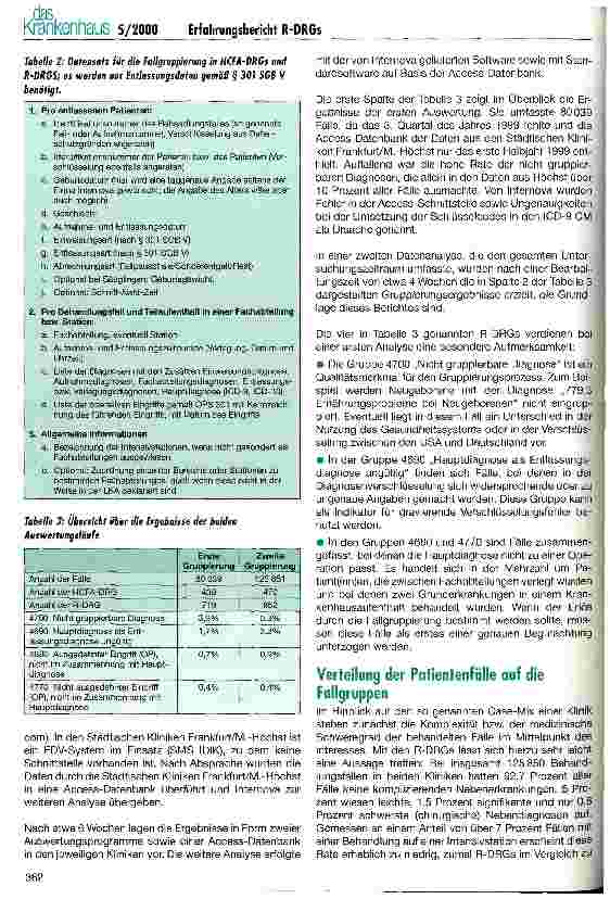 Vorschauseite 4: Erste Erfahrungen zweier Großkliniken mit der diagnosebezogenen Fallgruppierung durch Refined-Diagnosis Related Groups