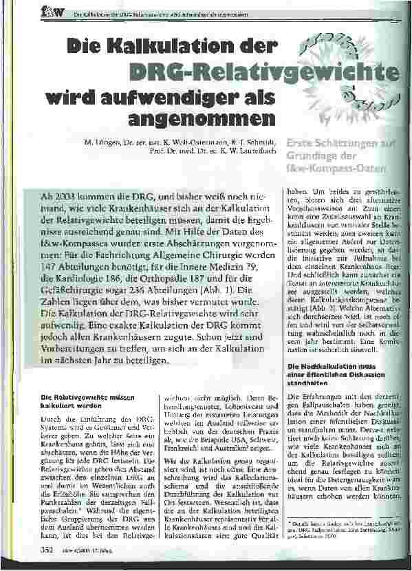 Vorschauseite 1: Die Kalkulation der DRG-Relativgewichte wird aufwendiger als angenommen