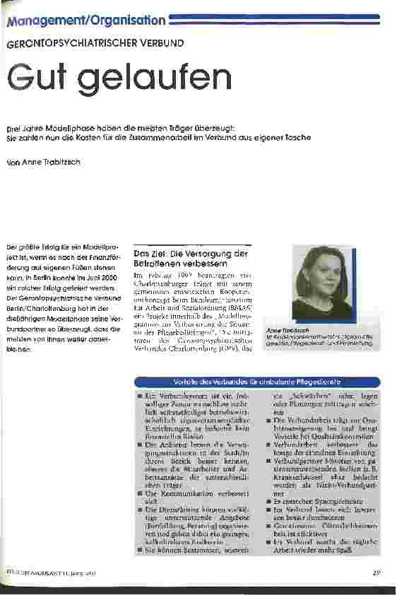 Vorschauseite 1: Gut gelaufen Gerontopsychiatrischer Verbund