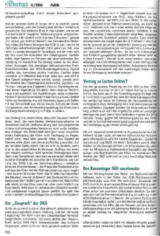 Vorschauseite 2: Mit dem Konsens zum Bundesschiedsamt? DKG stoppt Rahmenvereinbarung zur Integrationsversorgung