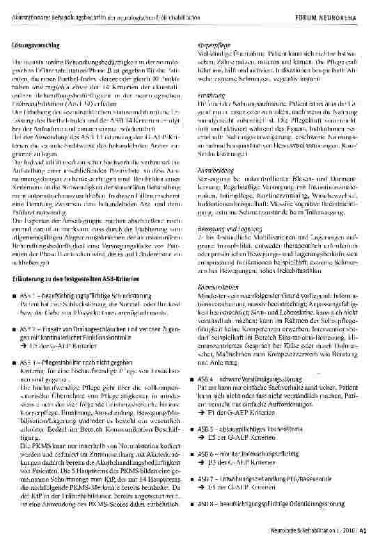 Vorschauseite 6: Definition eines einheitlichen Endpunktes des akutstationären Behandlungsbedarfs in der neurologischen Frührehabilitation