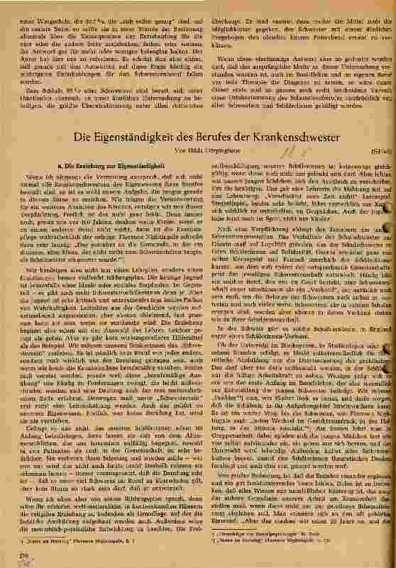 Vorschauseite 1: Die Eigenständigkeit des Berufes der Krankenschwester