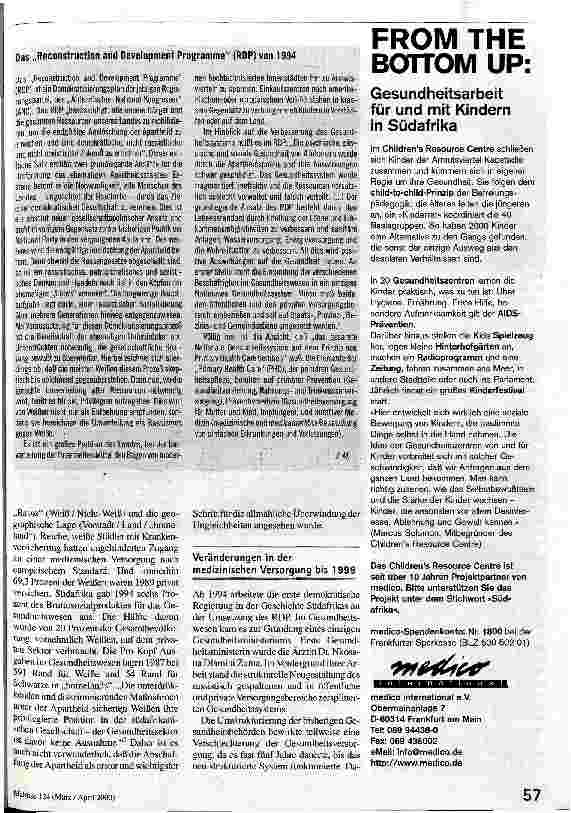 Vorschauseite 2: Reconstruction and Development Gesundheit in Südafrika fünf Jahre nach dem Ende der Apartheid