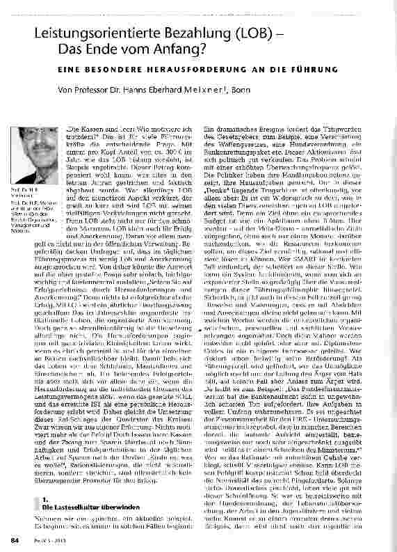 Vorschauseite 1: Leistungsorientierte Bezahlung (LOB) -Das Ende vom Anfang?