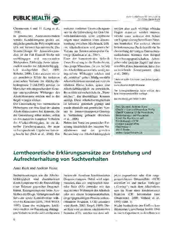 Vorschauseite 1: Lerntheoretische Erklärungsansätze zur Entstehung und Aufrechterhaltung von Suchtverhalten