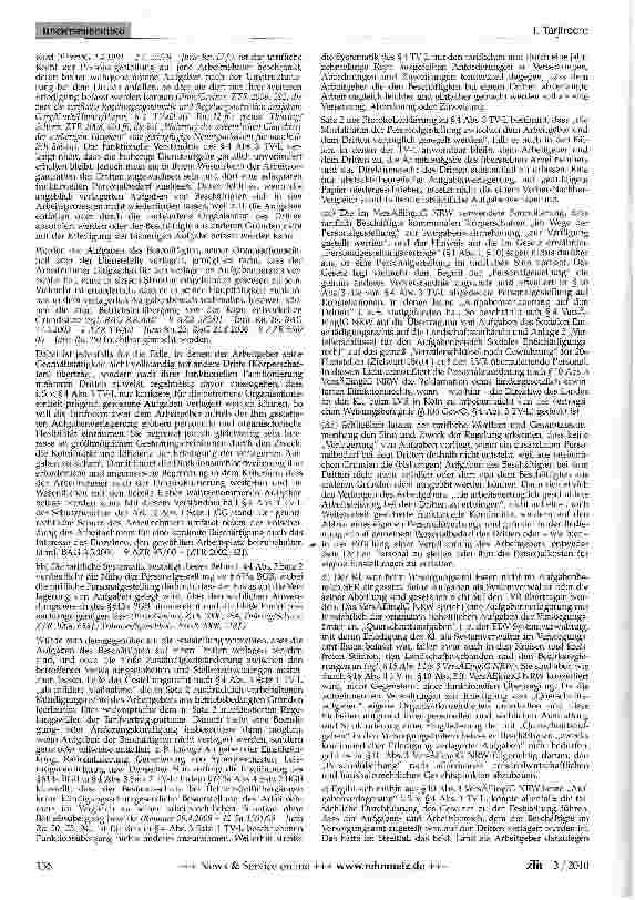 Vorschauseite 3: Personalgestellung zwischen öffentlichrechtlichen Körperschaften aufgrund gesetzlicher Aufgabenverlagerung