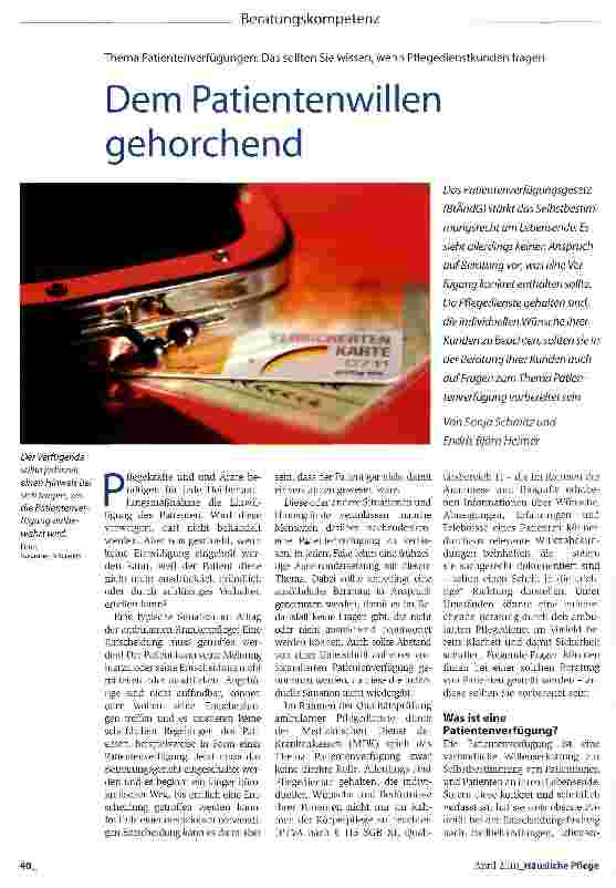 Vorschauseite 1: Dem Patientenwillen gehorchend