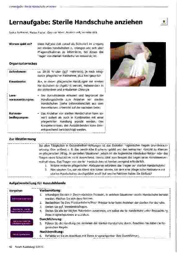 Vorschauseite 1: Lernaufgabe: Sterile Handschuhe anziehen