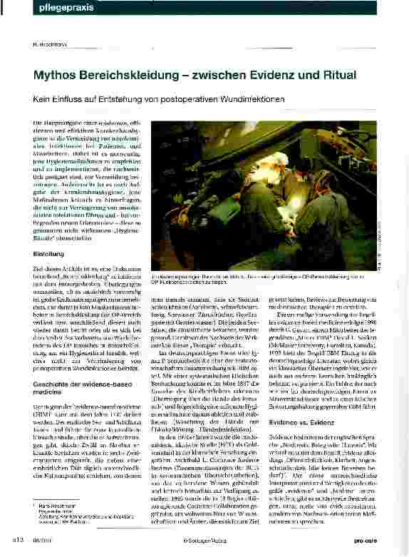 Vorschauseite 1: Mythos Bereichskleidung - zwischen Evidenz und Ritual