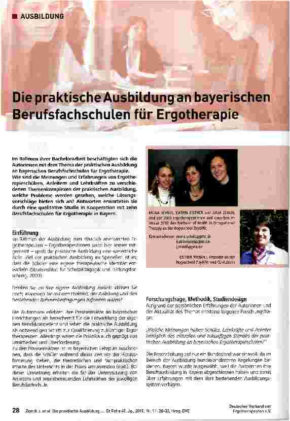 Vorschauseite 1: Die praktische Ausbildung an bayerischen Berufsfachschulen für Ergotherapie