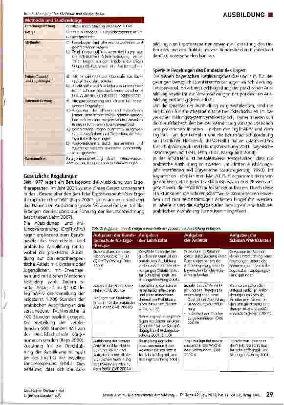 Vorschauseite 2: Die praktische Ausbildung an bayerischen Berufsfachschulen für Ergotherapie