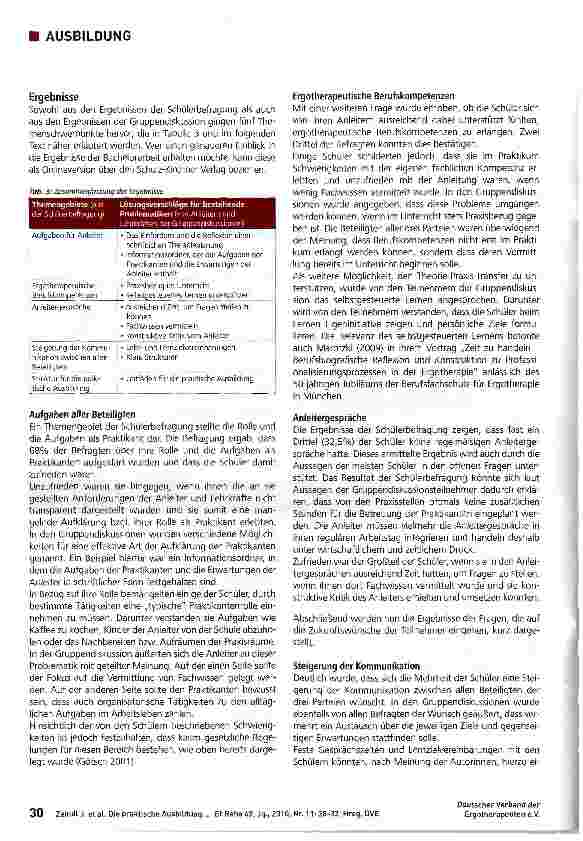 Vorschauseite 3: Die praktische Ausbildung an bayerischen Berufsfachschulen für Ergotherapie