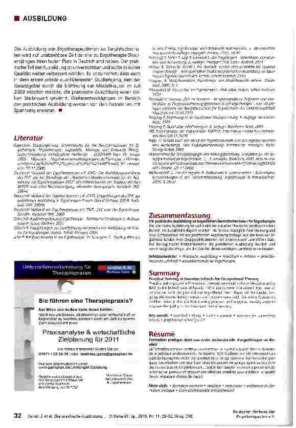 Vorschauseite 5: Die praktische Ausbildung an bayerischen Berufsfachschulen für Ergotherapie
