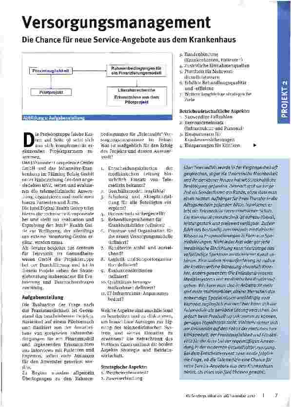 Vorschauseite 1: Versorgungsmanagement Die Chance für neue Service-Angebote aus dem Krankenhaus