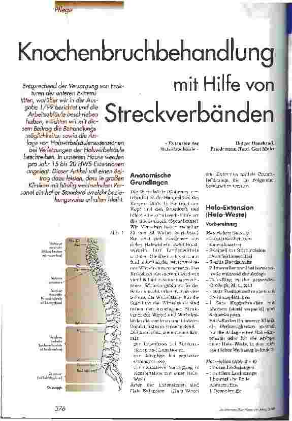 Vorschauseite 1: Knochenbruchbehandlung mit Hilfe von Streckverbänden Extension der Halswirbelsäule