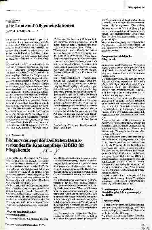 Vorschauseite 1: Bildungskonzept des DBfK für Pflegeberufe