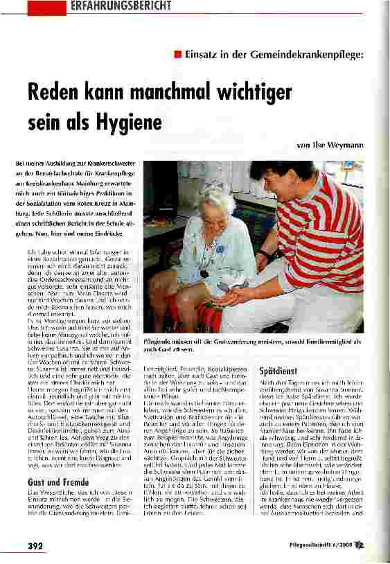 Vorschauseite 1: Reden kann manchmal wichtiger sein als Hygiene