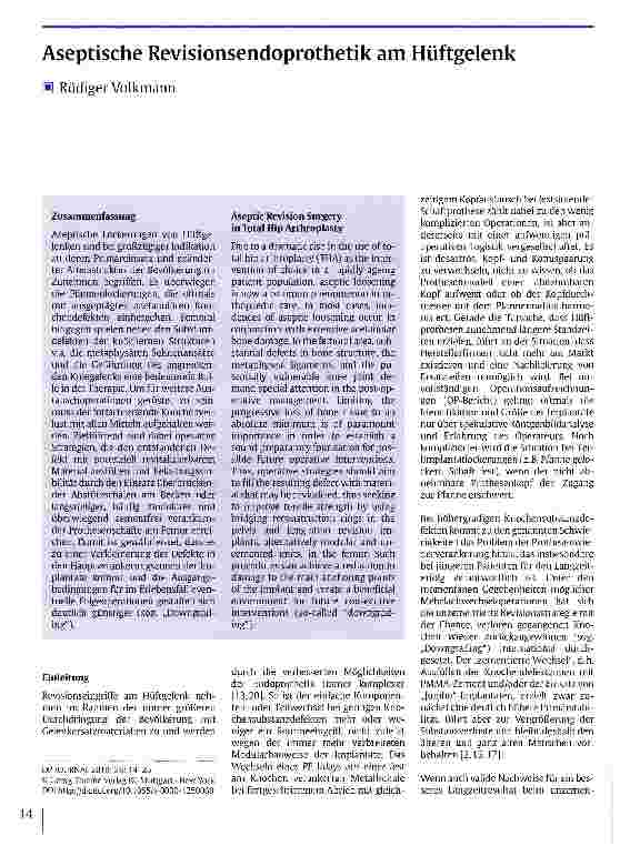 Vorschauseite 1: Aseptische Revisionsendoprothetik am Hüftgelenk