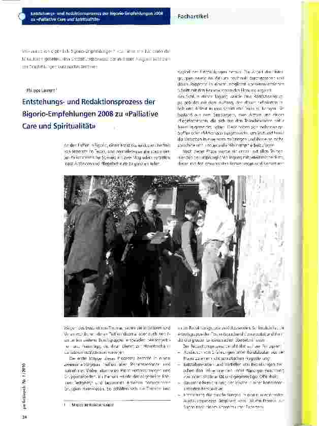 Vorschauseite 1: Entstehungsund Redaktionsprozess der Bigorio-Empfehlungen 2008 zu «Palliative Care und Spiritualität»