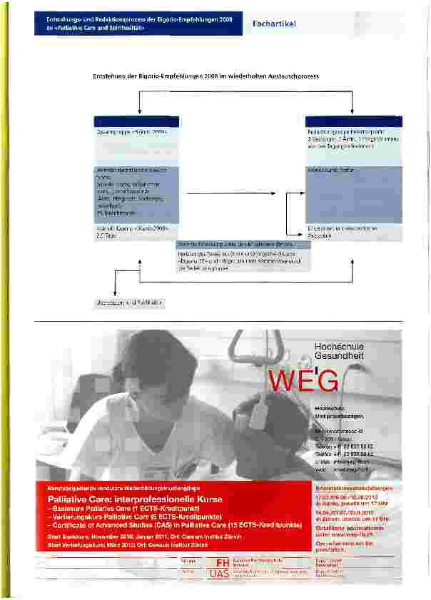 Vorschauseite 2: Entstehungsund Redaktionsprozess der Bigorio-Empfehlungen 2008 zu «Palliative Care und Spiritualität»