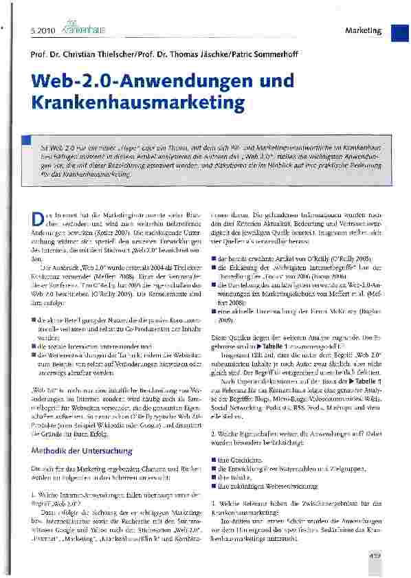 Vorschauseite 1: Web-2.0-Anwendungen und Krankenhausmarketing