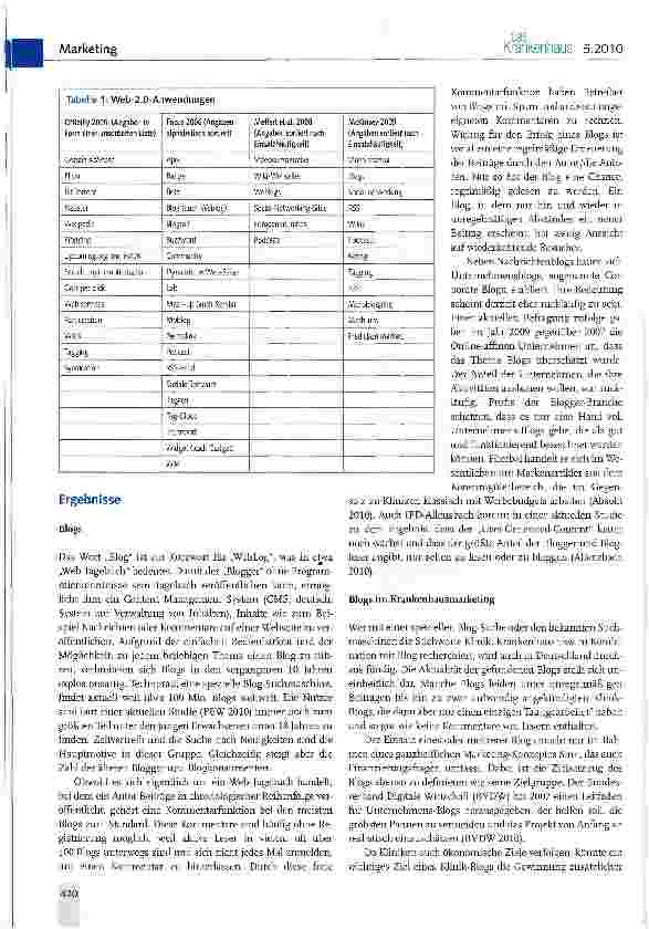 Vorschauseite 2: Web-2.0-Anwendungen und Krankenhausmarketing