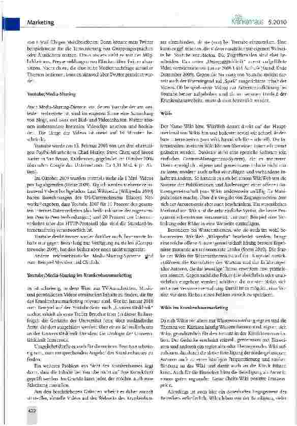 Vorschauseite 4: Web-2.0-Anwendungen und Krankenhausmarketing