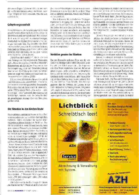Vorschauseite 2: Von der Geburtsvergessenheit zur Schöpfungsfeier