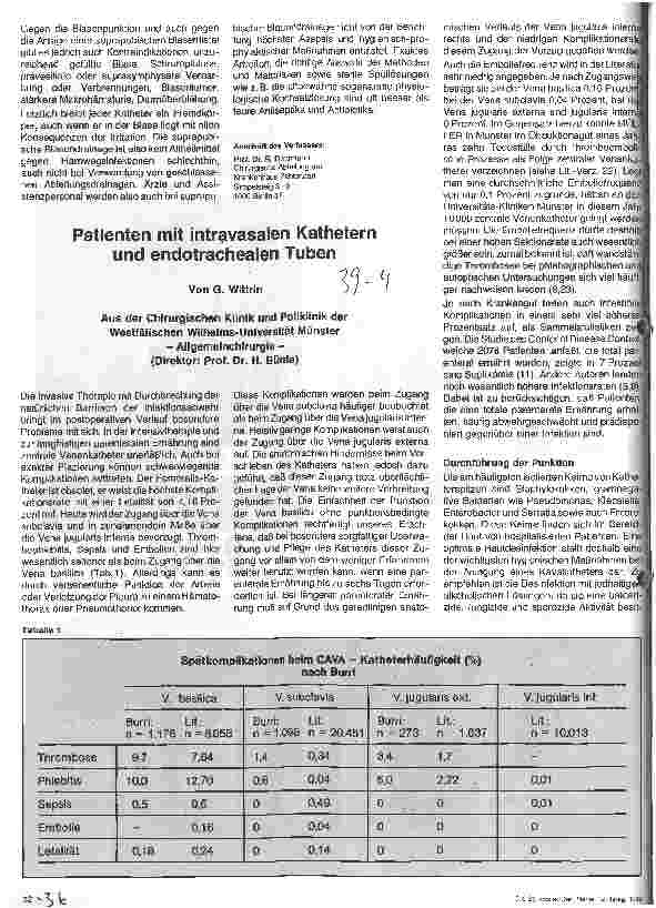 Vorschauseite 1: Patienten mit intravasalen Kathetern und endotrachealen Tuben