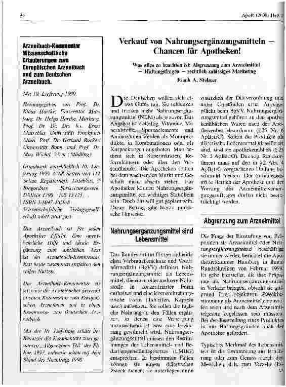 Vorschauseite 1: Verkauf von Nahrungsergänzungsmitteln - Chancen für Apotheken!