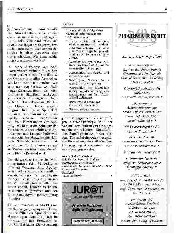 Vorschauseite 4: Verkauf von Nahrungsergänzungsmitteln - Chancen für Apotheken!