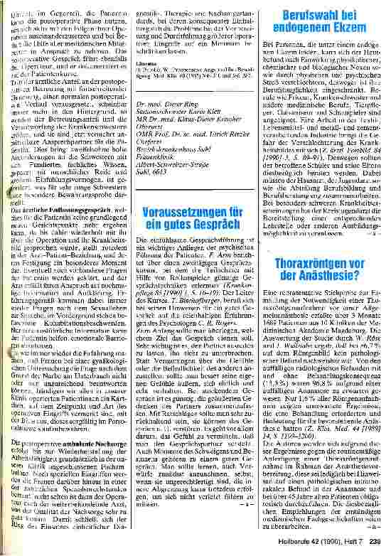Vorschauseite 3: Einheit von präoperativer Betreuung und postoperativer Nachsorge in der Gynäkologie