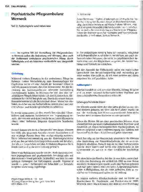 Vorschauseite 1: Psychiatrische Pflegeambulanz Werneck Teil 2: Fallbeispiele und Interview